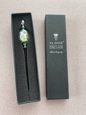 Vintage Murano Glass Letter Opener Twos Company Va Bene Italy Original Box